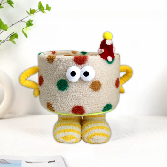 Корзина для игрушек плюшевый органайзер в детскую комнату мягкий для вещей и игрушек детская.В горошек Каменец-Подольский