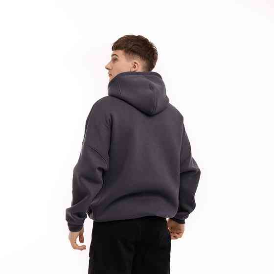 Графітове худи оверсайз для мужчин Pobedov Urbanist. Худи большого размера зимнее Киев