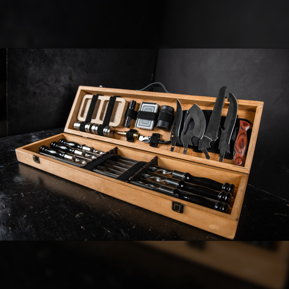 Шампури подарункові набір бокс для пікніка гриля та барбекю Оригінальні Віп подарунки на день народження татові, хлопцю, Тернопіль - фото 4