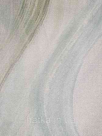 Шпалери вінілові на флізелін гарячого тиснення Marburg Shades блакитні зелені сірі смуги хвилі на білому тлі Київ