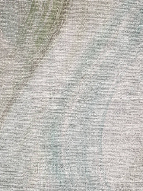 Шпалери вінілові на флізелін гарячого тиснення Marburg Shades блакитні зелені сірі смуги хвилі на білому тлі Київ - фото 4