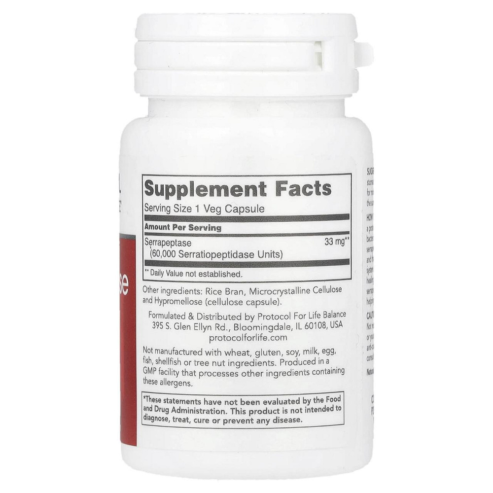 Серрапептаза Protocol for Life Balance Serrapeptase 60 вег капс Київ - фото 2