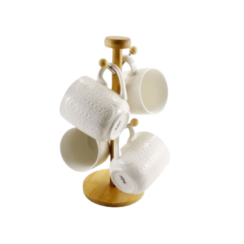 Набір чашок 4 предмети 340мл на дерев'яній стійці PJ02118 Interos Житомир - фото 1