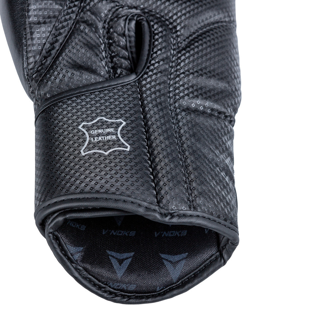 Боксерські рукавички для боксу та єдиноборств чорні на липучці натуральна шкіра 12 унцій V`Noks Optima Київ - фото 9