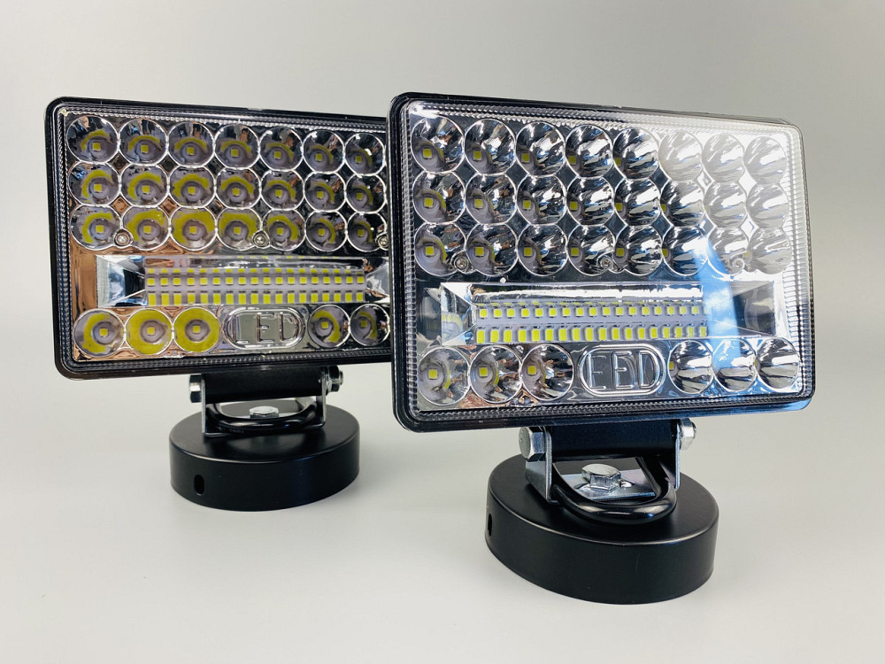Фара LED прямокутна 144W 6000K (48 діодів) (15см х 11см х 3см) (ближній + дальній) ПОЛЕГШЕНИЙ КОРПУС! Мукачево - фото 7