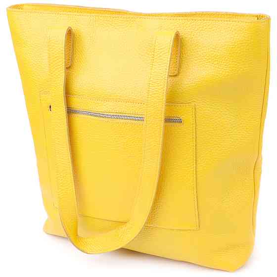 Місткий жіночий шоппер із натуральної шкіри Shvigel sale_15156 Жовтий Київ