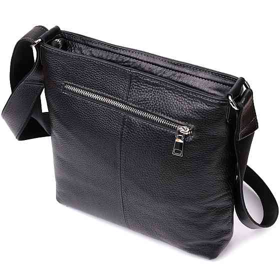 Красива сумка через плече для чоловіків із натуральної шкіри GRANDE PELLE 22883 Чорна Київ