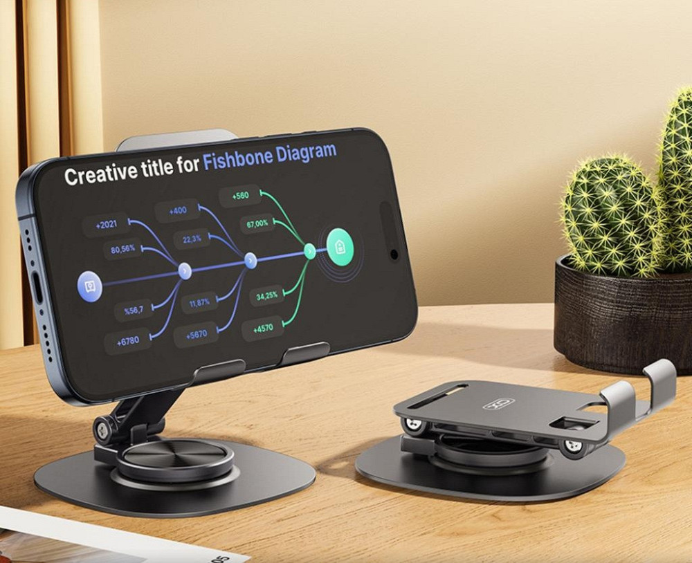 Універсальна поворотна підставка для телефону XO C151 Black (7109740) Київ - фото 5