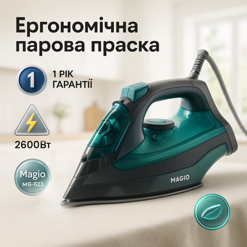 Парова праска для прасування одягу та штор Magio, Керамічна праска для прасування FO-18 Львів - фото 16
