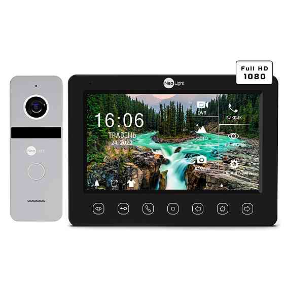 Комплект видеодомофона NeoLight KAPPA+ HD Black и панель вызова SOLO FHD Silver Киев