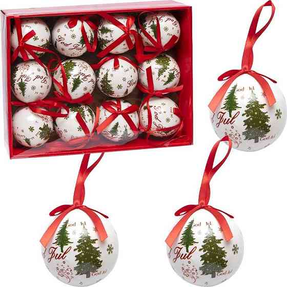 Ялинкові кульки "Ялинка" 75-195А пластик, коробка 12 штук 7 см Вінниця