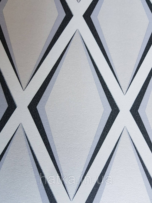 Шпалери флізелінові Decoprint Elisir EL21064 геометричні фігури 3д ромби сірі білі чорні Київ - фото 1