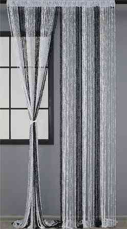 Шторы-нити спираль с люрексом Белый с серо-черным 300х300см 1 шт (61-020) Киев