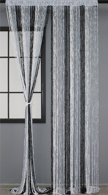 Шторы-нити спираль с люрексом Белый с серо-черным 300х300см 1 шт (61-020) Киев - изображение 2