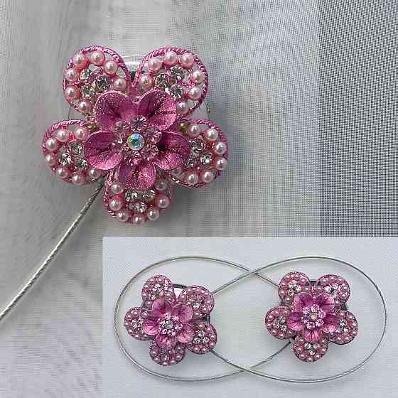 Магніти для штор та гардин "Flowers" набір 2 шт Рожевий (81-242) Київ