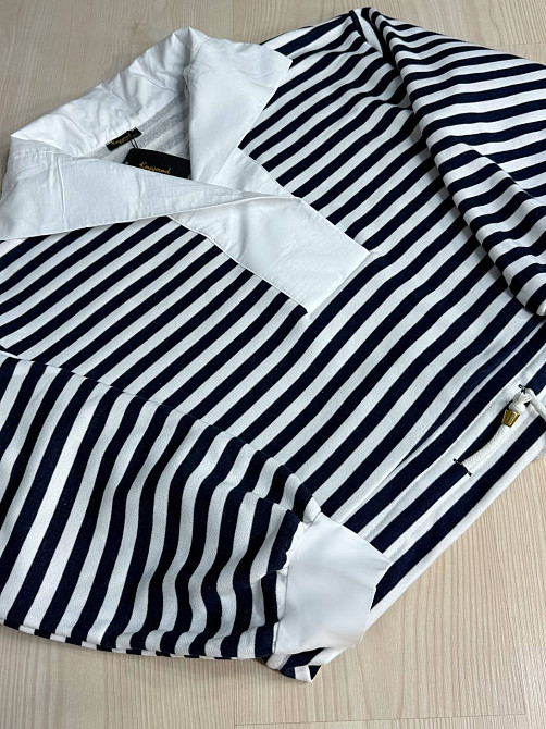 Свитшот женский KEYYMOD 34007 с воротником в полоску оверсайз темно синий, темно-синий, M Киев - изображение 3