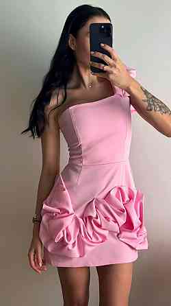 Женское праздничное мини платье с воланами костюмка барби. Розовый, 42/44 Одесса