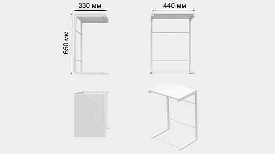 Столик приставний Террі Ferrum-decor 650x440x330 Білий метал ДСП Біле 16 мм (FRD-104655) Дніпро