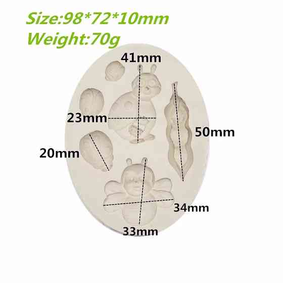 Молд силіконовий Сонечка бджола 98 на 72 мм сірий Київ