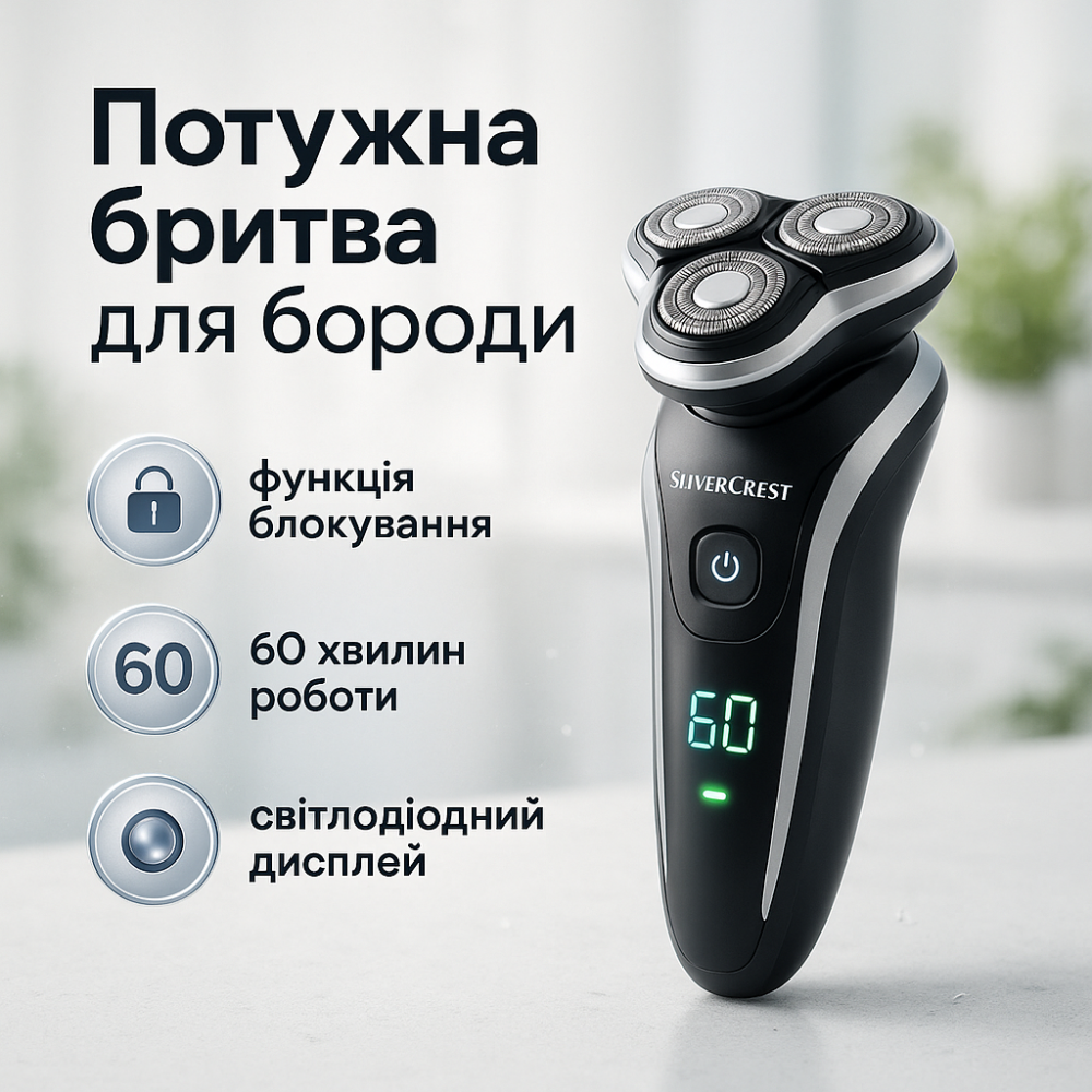 Бритва с аккумуляторным зарядным устройством Silver, Мужская водонепроницаемая аккумуляторная бритва EP-86 Львов - изображение 12