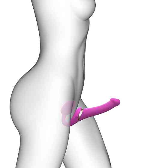 Безремневой вибрострапон с вакуумной стимуляцией Strap-On-Me MULTI ORGASM Fuchsia M, регулируемый Sex Aura Киев