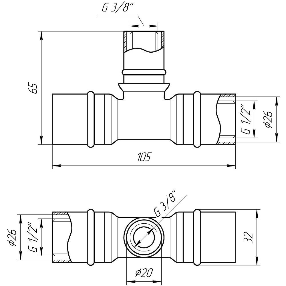 Трійник проміжний прес APE ITALY AP 131 26х20х26 Луцк - изображение 3