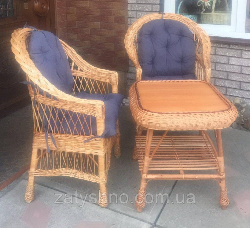 Меблі із лози з накидками | комплект плетених меблів зі столом меблі плетені з подушками Київ - фото 7
