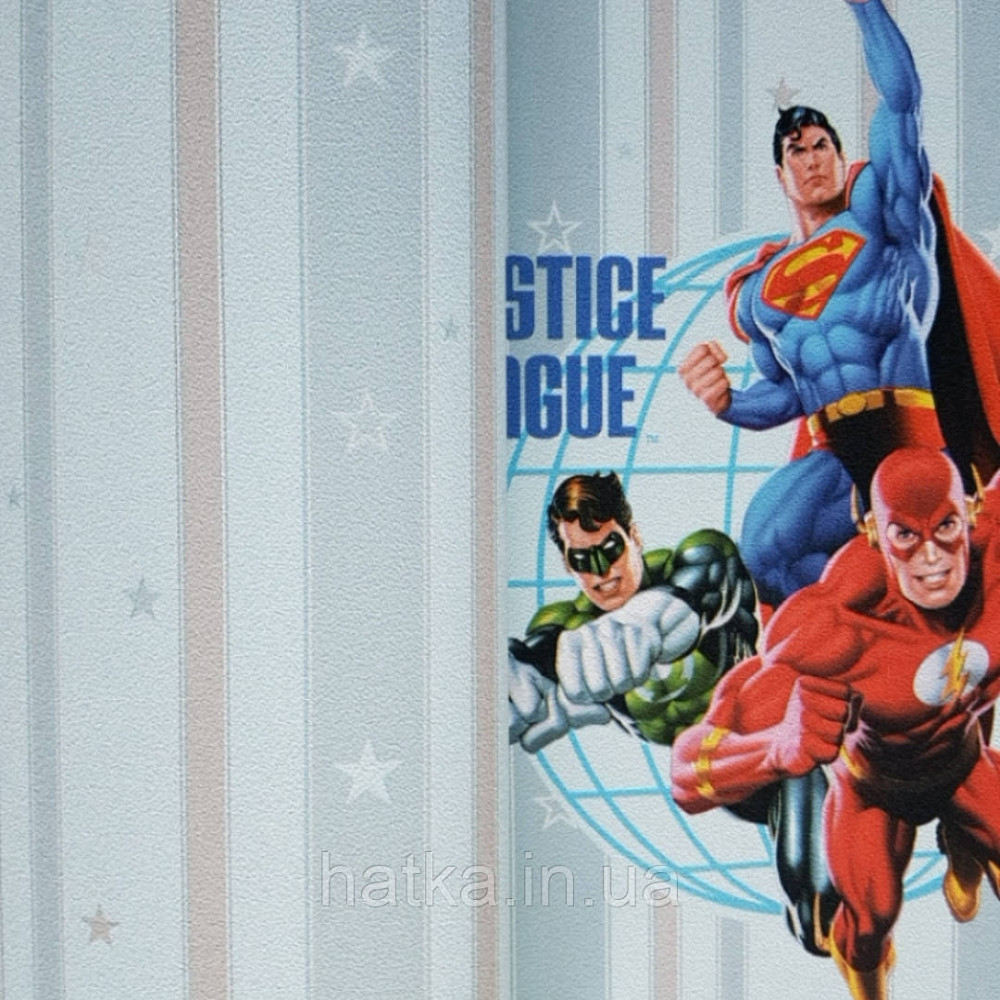 Шпалери вінілові на флізеліні AdaWall Ada Kids метрові дитячі смуги зірки блакитні коричневі сірі Київ - фото 2