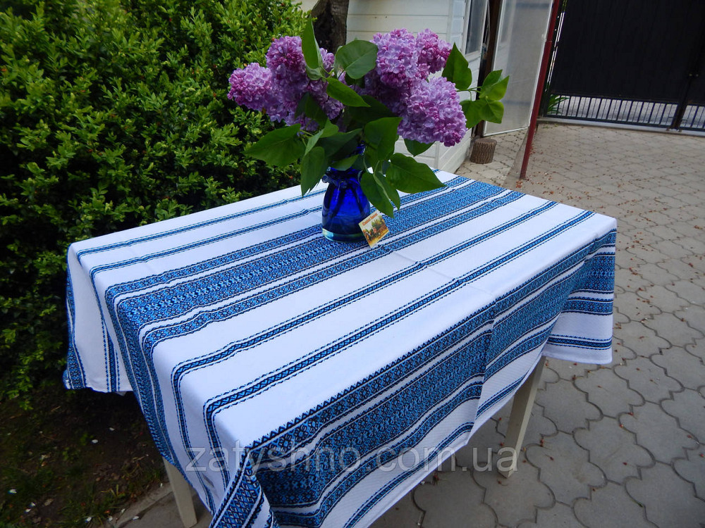 Скатерть синяя с вышивкой Киев - изображение 1