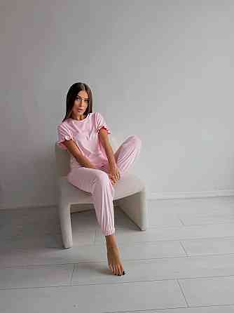 Женская стильная домашняя велюровая пижама Розовый Одесса