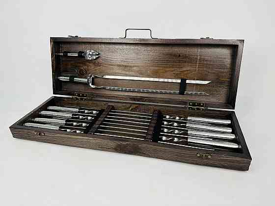 Подарунковий набір шампурів у дерев'яному кейсі СРІБЛО HAPPY DAYS Тернопіль