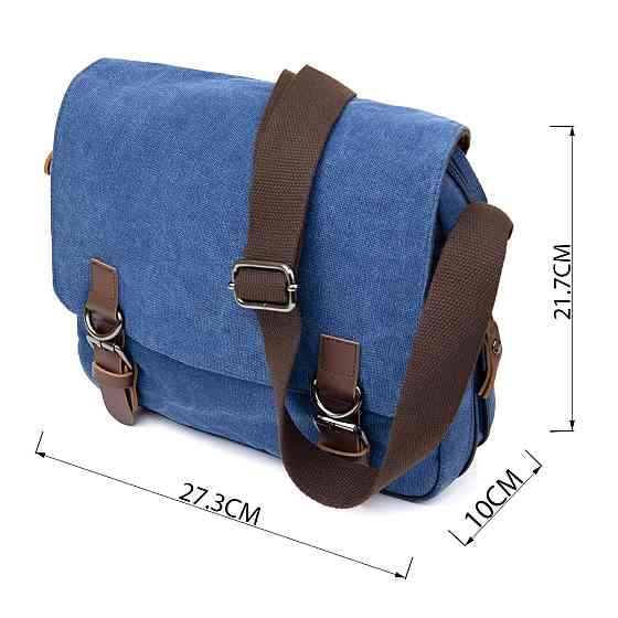 Сумка почтальонка текстильная Vintage 20606 Синяя Киев