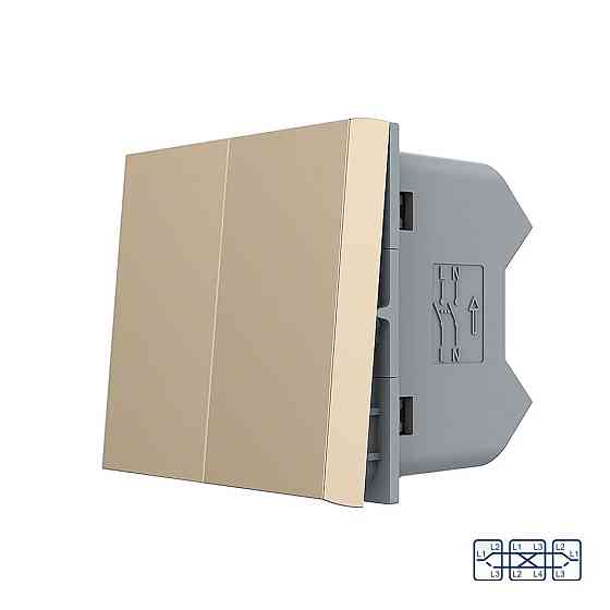 Перехресний (хрестовий) вимикач LIVOLO, 2-клавішний, золотий, модуль без рамки (VL-FCMM10A-1AP) Коломыя