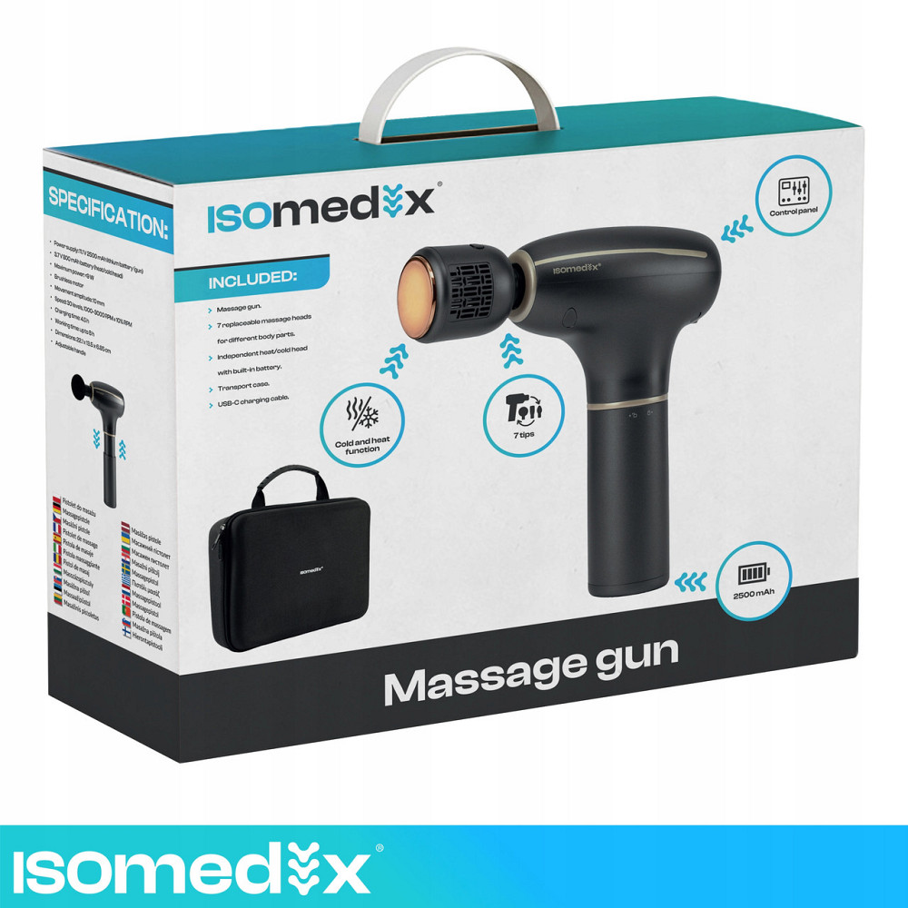 Масажний пістолет для тіла, стоп і спини з 7 насадками Isomedix (27308) Нововолинськ - фото 8