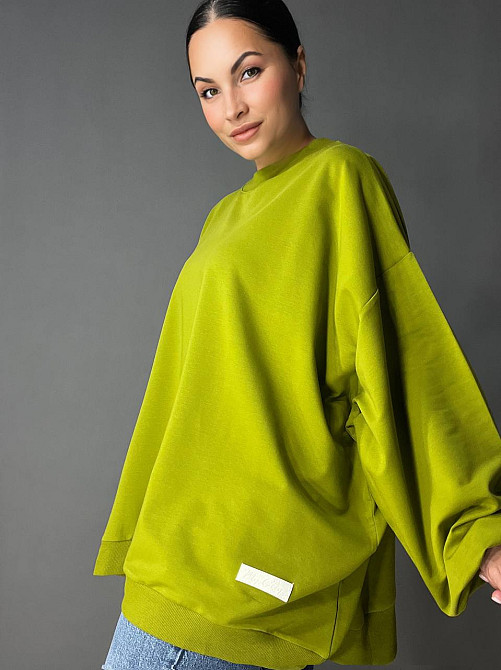 Свитшот женский MY CITY 3044 широкий оверсайз супер свободного кроя большие размеры, зеленый, one size Киев - изображение 10