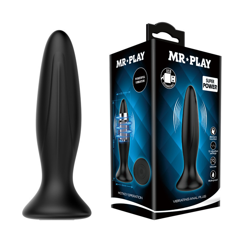 Анальная пробка силиконовая с вибрацией MR PLAY чёрная, 12.8 х 3 см Sex Aura Киев - изображение 1
