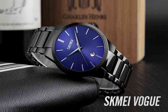 Мужские наручные часы Skmei 9140 черные с синим циферблатом Киев