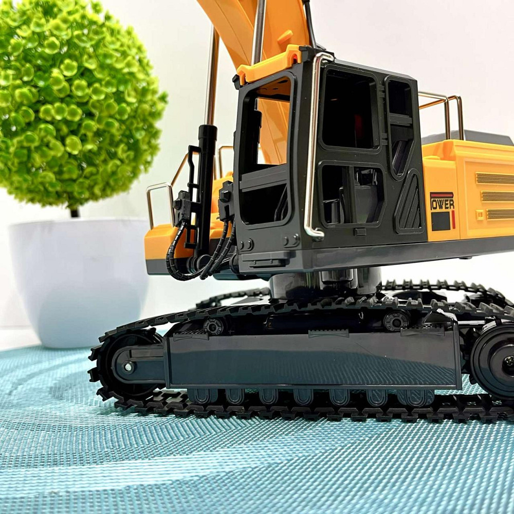 Екскаватор на радіокеруванні на акумуляторі холодний пар-дим рухомий ківш USB зарядне світло Жовто-чорний (9035E) Чернігів - фото 10