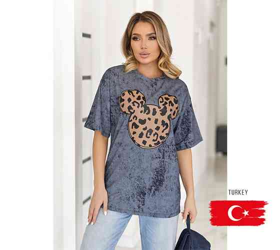 Модна футболка тай-дай з принтом "LeoMouse" (Туреччина) | Норма і батал Київ