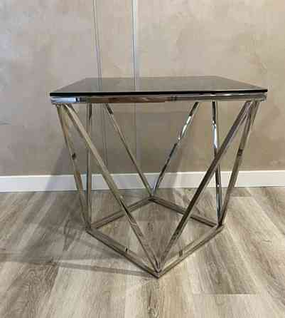 Журнальний столик SILVER B димчасте скло/срібло 50X50 Днепр