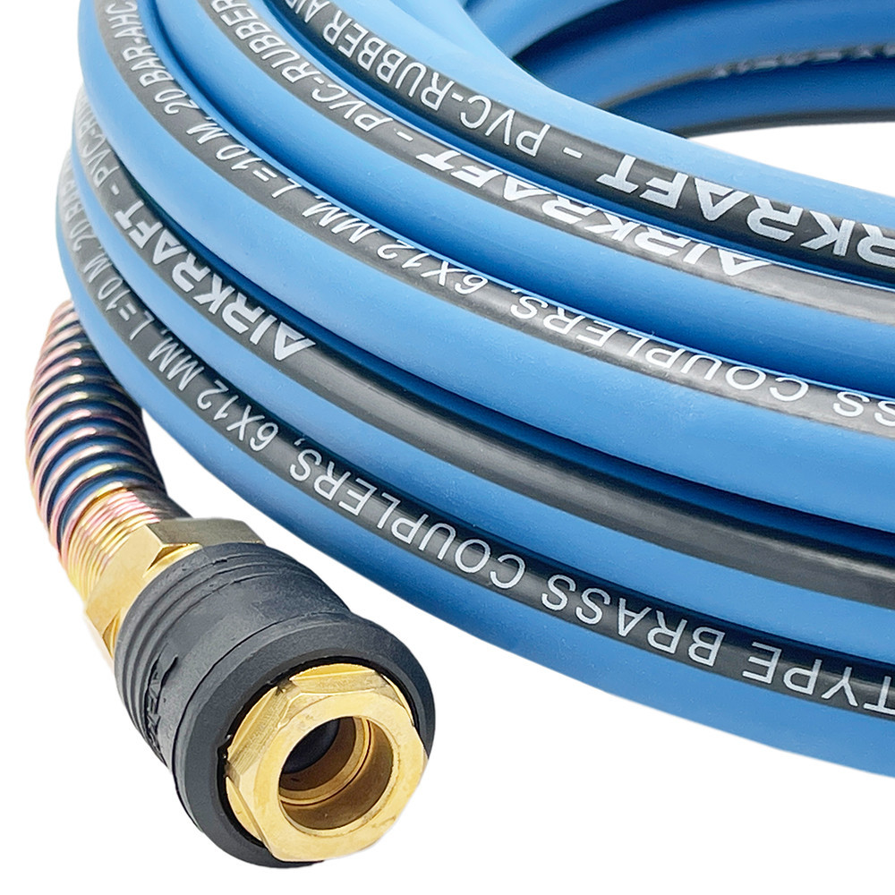 Шланг повітряний армований із PVC-гуми 20 атм 6x12мм, 10м із латунними швидкорознімними з’єднаннями AIRKRAFT AHC-55B Чернігів - фото 2