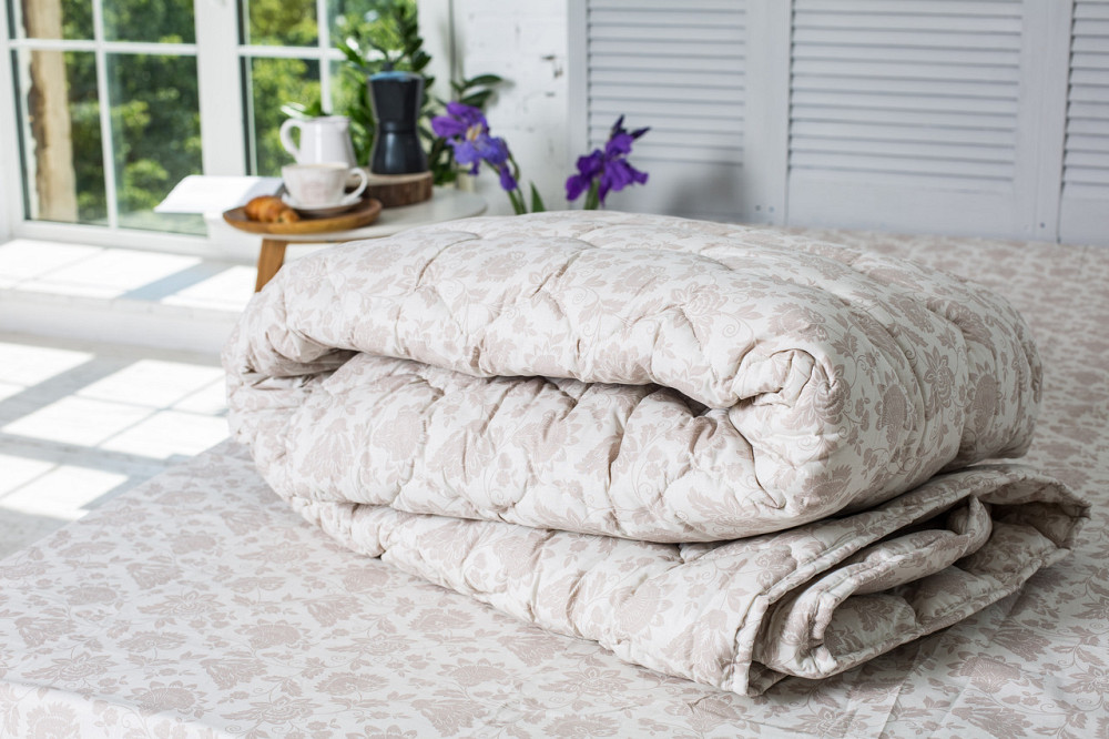 Ковдра Novita двоспальна 172х205 см вовняна стьогана бязь бежевий 20-1154 beige Коломия - фото 1