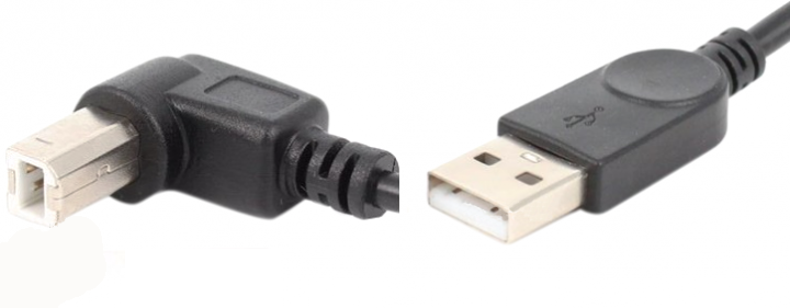 Кабель USB AM-BM, 1.0 м, кут 90° до низу, чорний Вінниця - фото 1