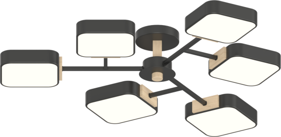 Люстра LED VALESO XI3363-6 ,3000K, 4200K, 6000Kчорний+дерево Коломия