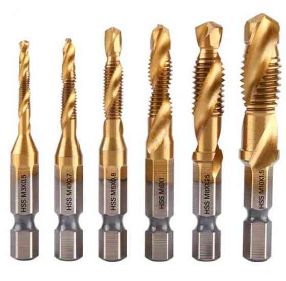 Набір свердел-мітчиків Duovite KST-9224 HSS 0.5-1.5 мм для нарізування різі, 6 шт. Винница