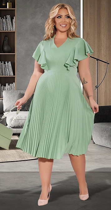 Літнє плаття великого розміру зі спідницею плісе (56) Київ - фото 3