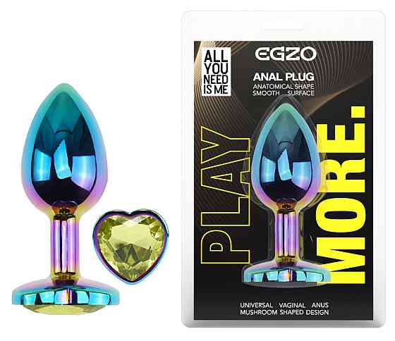 Анальна пробка з кристалом EGZO - Multicolor Heart Plug Lime size S Sex Aura Київ