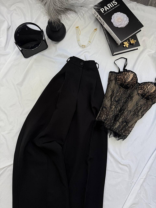 Женские базовые брюки палаццо костюмка Черный, 42/44 Одесса - изображение 2