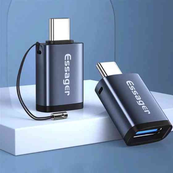 Адаптер Essager EZJAC-SRA0G Soray OTG Type-C Male to USB 3.0 Female (Сірий) Николаев