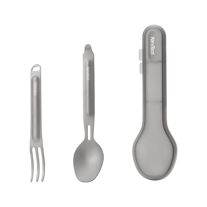 Набор ложка-вилка NexTool Titanium Tableware Set титан Винница - изображение 1